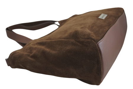 Torebka damska zamszowa typu worek - Brązowa 