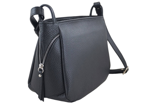 Klasyczna listonoszka skórzana - Czarna 