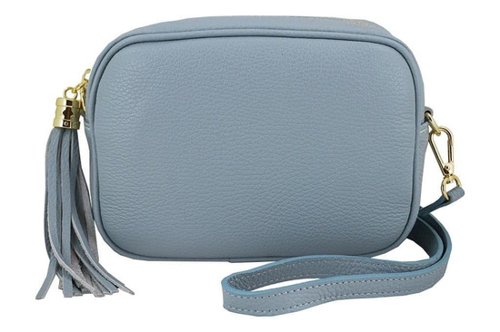 Modna listonoszka skórzana damska - Szara jasna