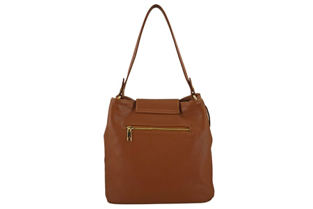 Skórzana torebka boho z frędzlami - Brązowa jasna