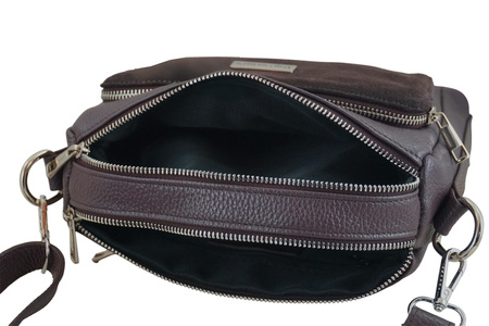 Codzienna torebka ze skóry naturalnej z zamszem - Brązowa ciemna