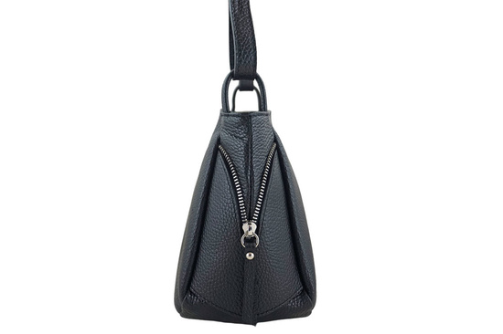 Klasyczna listonoszka skórzana - Czarna 