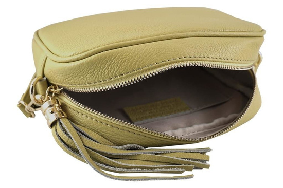 Modna listonoszka skórzana damska - Szara jasna