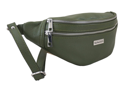 Funkcjonalna skórzana saszetka nerka - Zielona 