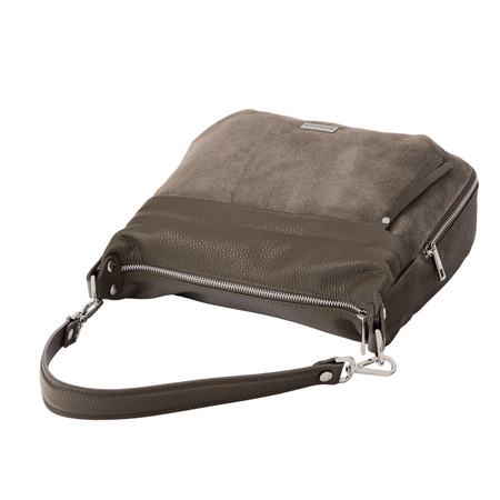 Skórzana torebka z zamszowym akcentem - Beżowa ciemna 