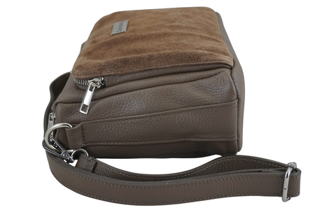 Codzienna torebka ze skóry naturalnej z zamszem - Beżowa ciemna