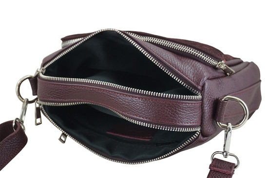 Codzienna torebka ze skóry naturalnej z zamszem - Bordowa 