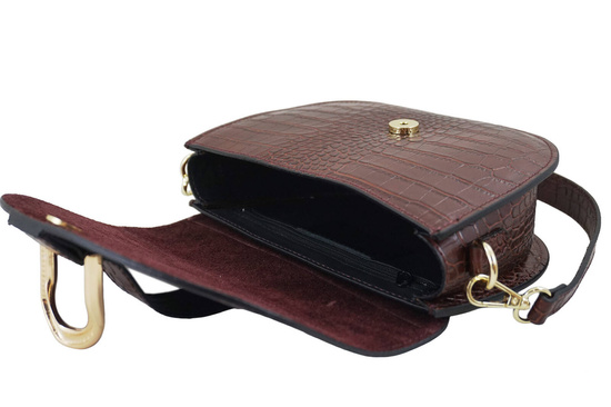 Listonoszka damska croco - Brązowa 