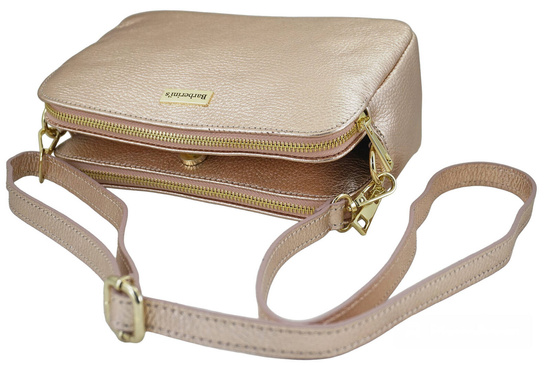 Damska torebka metalizowana - Różowa pudrowa 