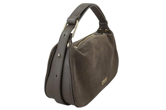 Elegancka torebka zamszowa na ramię - Beżowa ciemna 