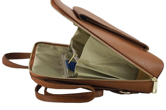 Plecak skórzany / listonoszka - Casual 2w1 - Szary jasny 