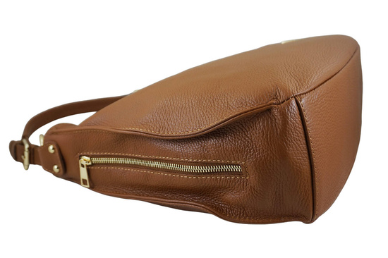 Duża i elegancka torebka skórzana - Brązowa jasna 