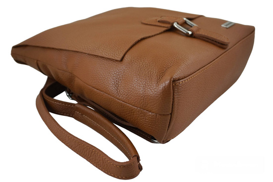 Stylowy plecak damski skórzany - Brązowy jasny 