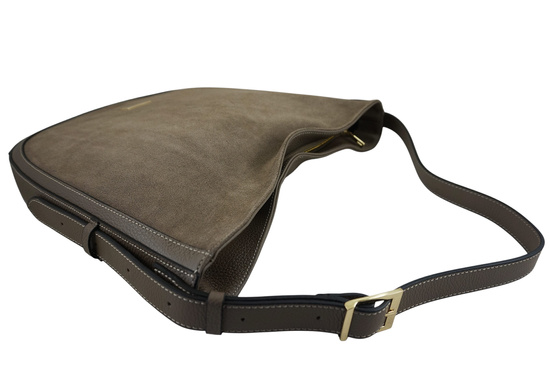 Duża torebka zamszowa na ramię - Beżowa ciemna 