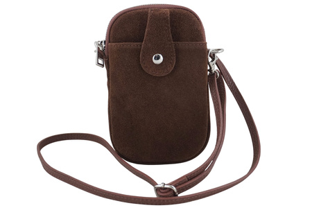 Etui na telefon ze skóry zamszowej - Brązowe 