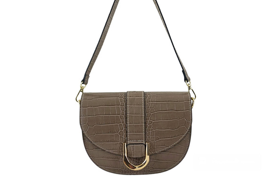 Listonoszka damska croco - Beżowa ciemna 