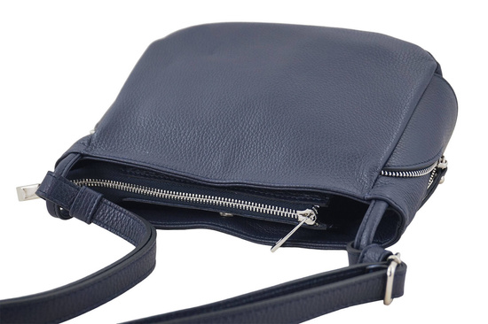 Klasyczna listonoszka skórzana - Granatowa 