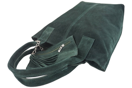 Shopper bag - torebka damska zamszowa - Czarna 