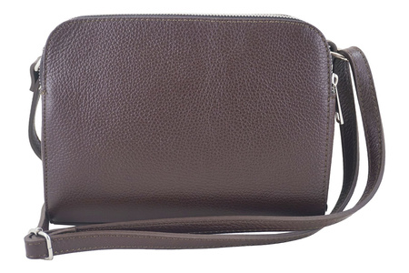 Torebka skórzana crossbody zamszowa - Brązowa ciemna