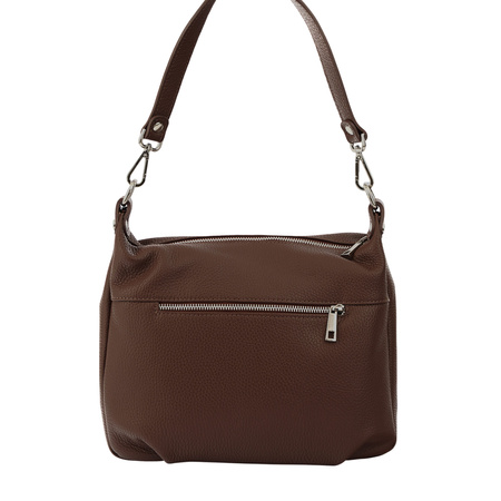 Skórzana torebka z zamszowym akcentem - Brązowa 