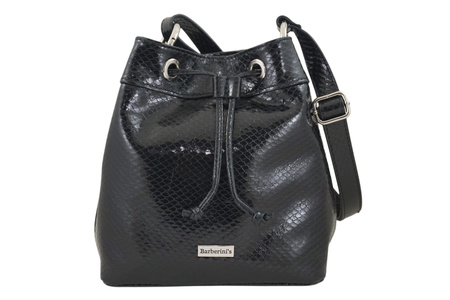 Damska torebka skórzana lakierowana - Czarna 