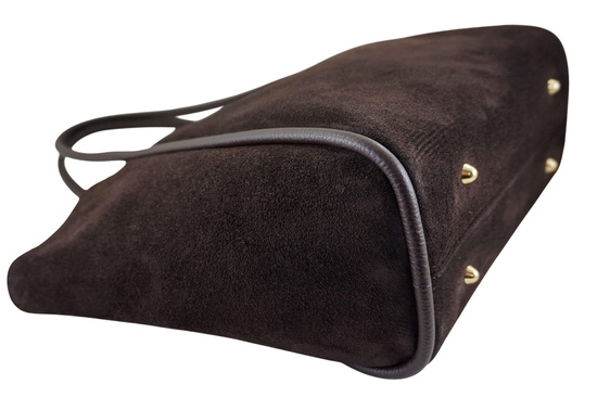 Barberinis - torebka duża zamszowa na ramię - Brązowa ciemna 