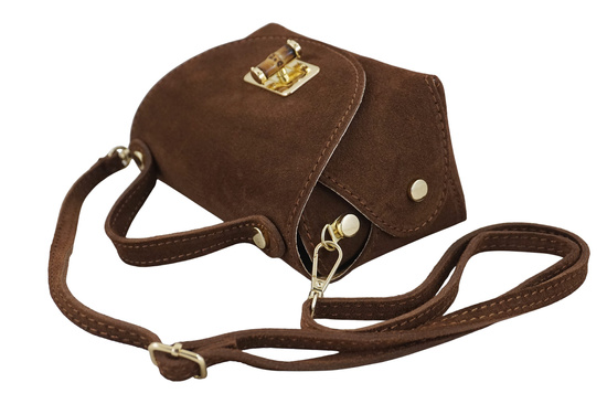 Mała torebka zamszowa wizytowa - Brązowa 