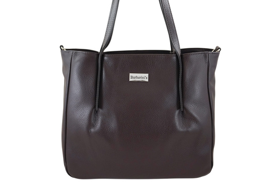 Shopperka damska skórzana Barberinis - Brązowa ciemna