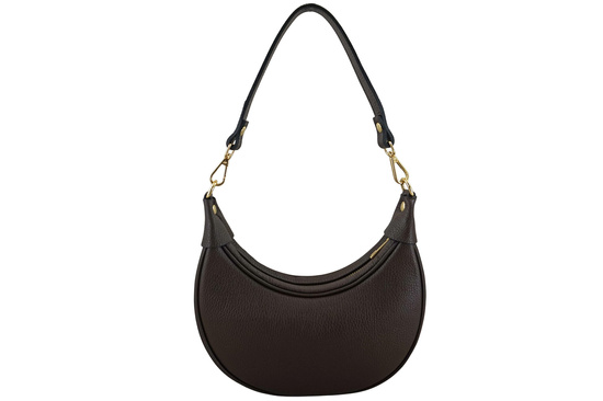 Subtelna mini torebka z miękkim zamszem i złotymi detalami -Brązowa ciemna 