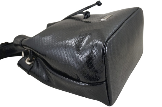 Damska torebka skórzana lakierowana - Czarna 