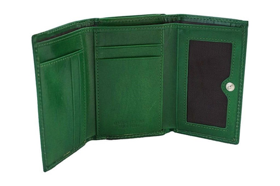 Portfel damski klasyczny skórzany - Zielony 