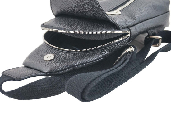 Skórzana saszetka / nerka męska - Czarna 