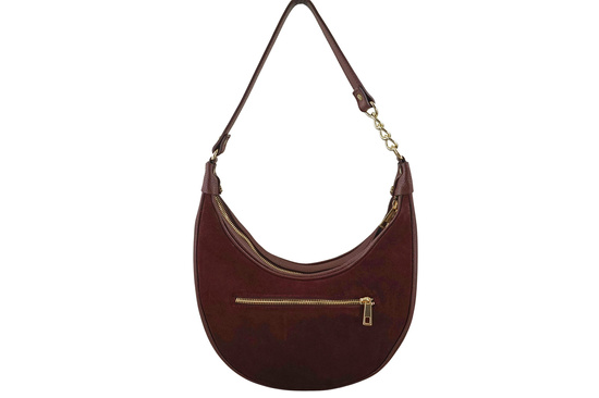 Stylowa torebka z zamszowym wykończeniem - Bordowa 