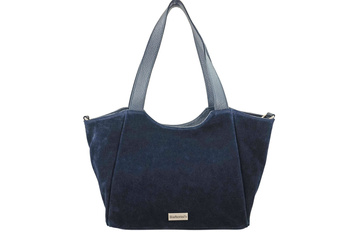 Torebka damska zamszowa typu worek - Granatowa