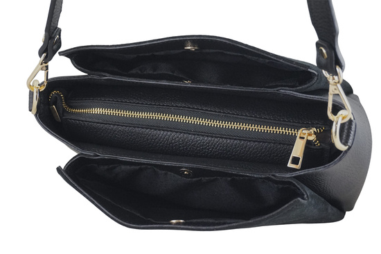 Torebka miejska z naturalnego zamszu i skóry - Czarna 