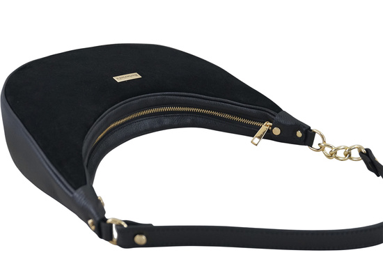 Stylowa torebka z zamszowym wykończeniem - Czarna