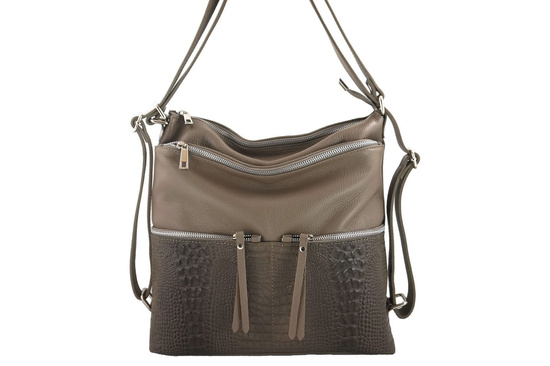 Torebka skórzana damska - worek / plecak A4 - Granatowa 