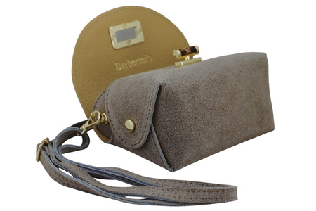 Mała torebka zamszowa wizytowa - Beżowa ciemna