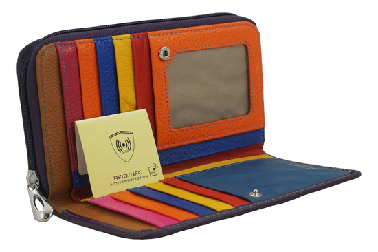Antykradzieżowy portfel z ochroną RFID - Fioletowy 