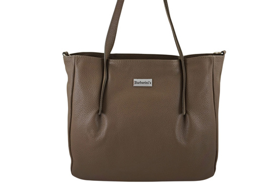 Shopperka damska skórzana Barberinis - Beżowa ciemna