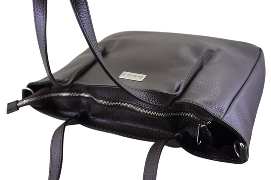 Shopperka damska skórzana Barberinis - Brązowa ciemna