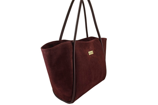 Barberinis - torebka duża zamszowa na ramię - Bordowa 