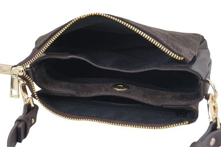 Zamszowa listonoszka damska Barberinis - Brązowa ciemna