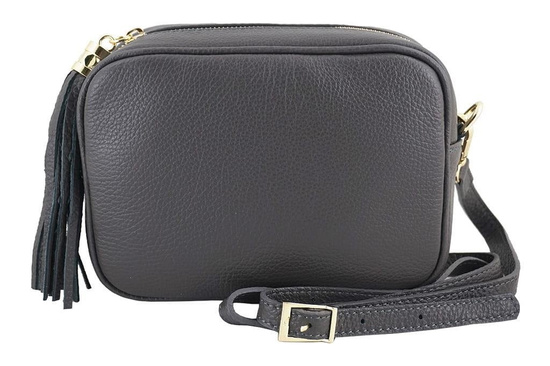 Modna listonoszka skórzana damska - Szara jasna