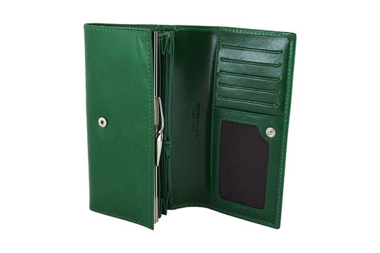 Skórzany portfel damski - Fuksja