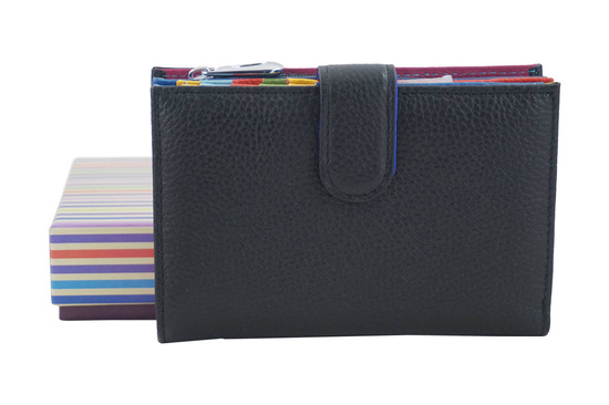Skórzany portfel damski z ochroną RFID - Czarny