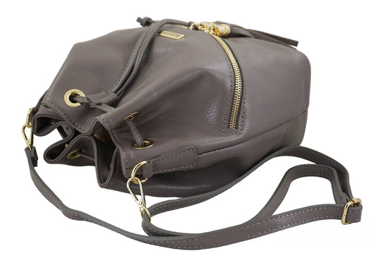 Torebka damska - worek z frędzlami - Szara 