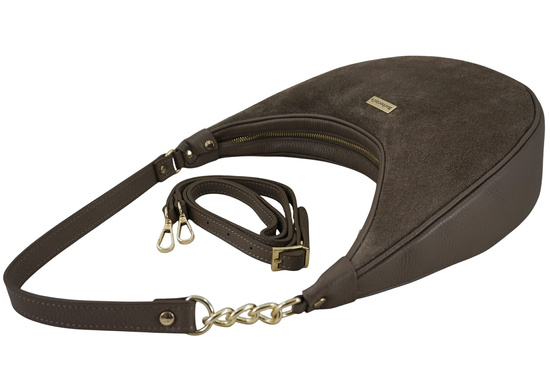 Stylowa torebka z zamszowym wykończeniem - Beżowa ciemna 