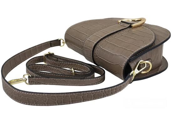 Listonoszka damska croco - Beżowa ciemna 