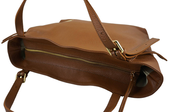 Modna shopperka damska na ramię - Brązowa jasna 